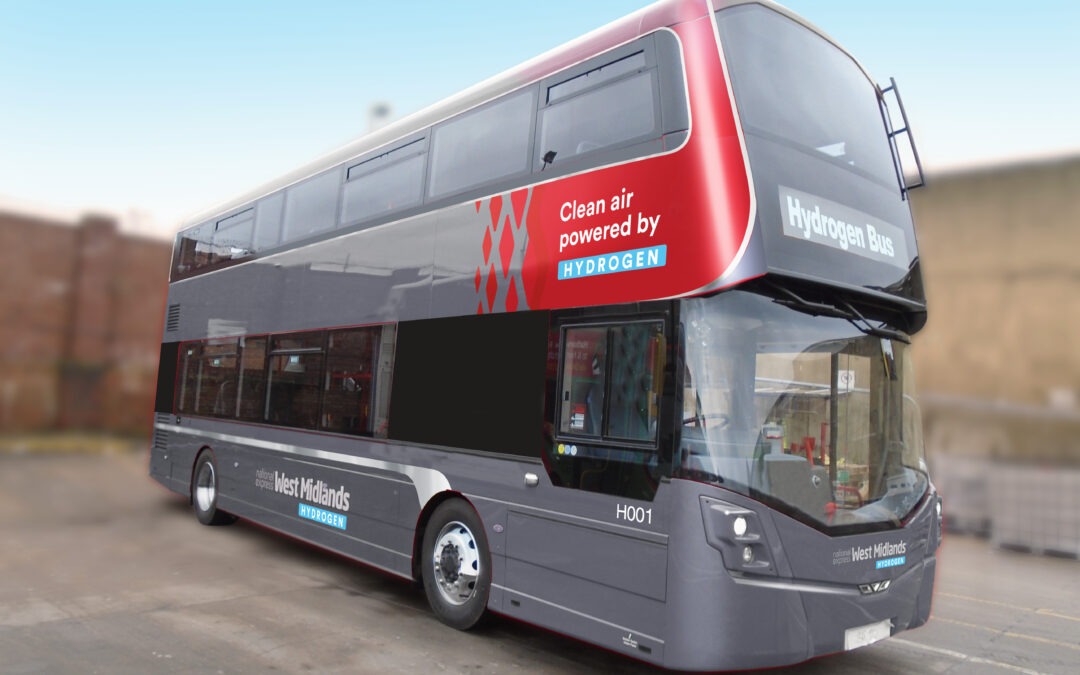 Mock-up of the new hydrogen buses coming to Birmingham in Spring 2021. Credit: National Express